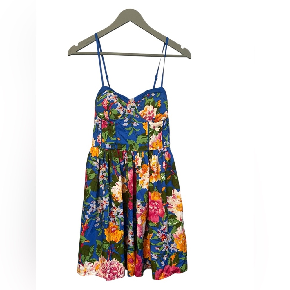 B.O.G. Collective Floral Flare Mini Dress Size S Tropical Wedding Guest